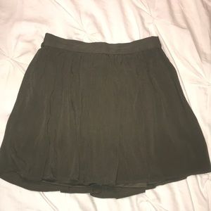 Olive Green Pleated Skater Skirt